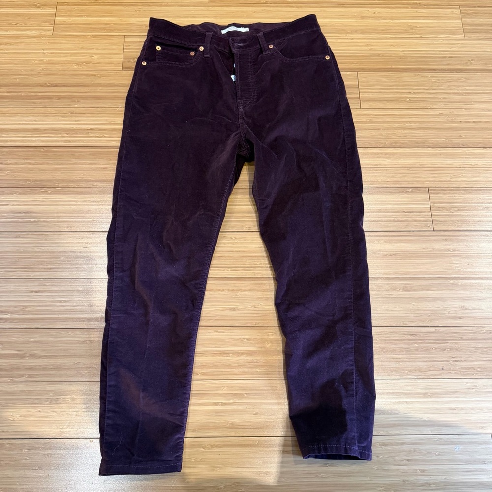 Levi  501 Button Fly plus corduroy Straight Leg Jeans Tibetan Red